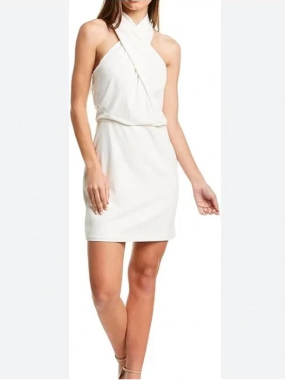Halston Heritage White Cross-Back Mini Dress